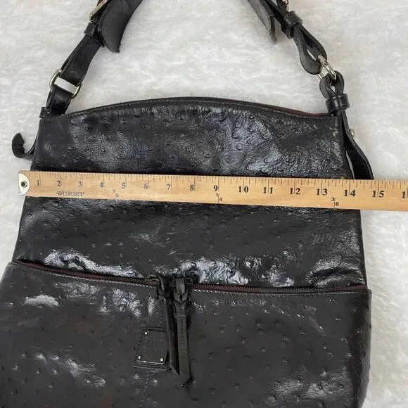 Vtg Dooney and Bourke Purse Shoulder Bag Brown Ostrich Leather - Picture 9 of 15